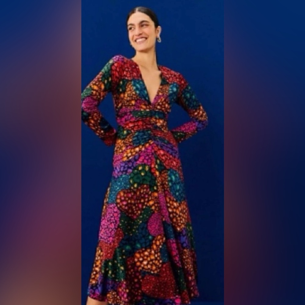 Farm Rio Rainbow Hearts Midi Dress Small